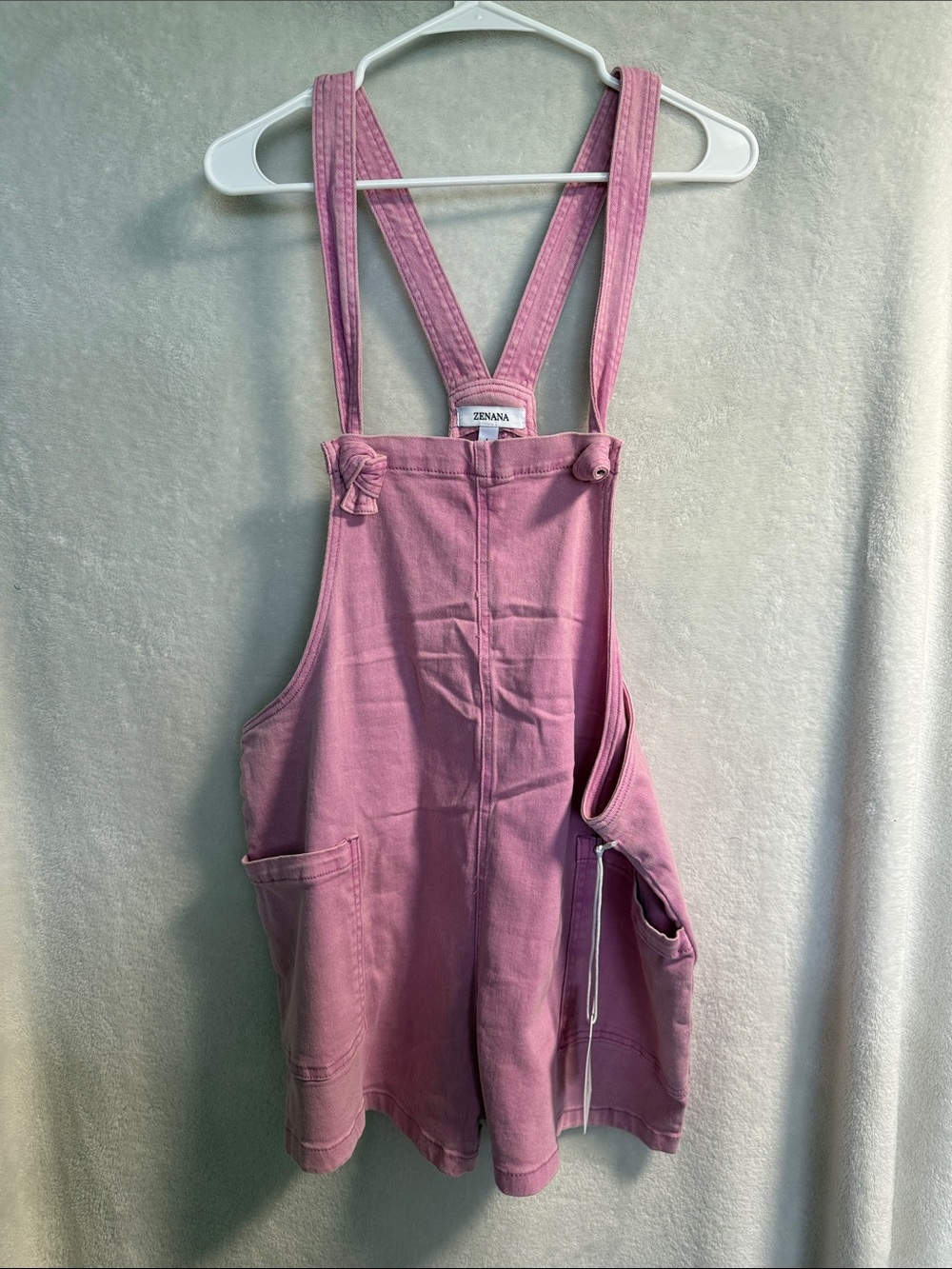 Pink Denim Overall Dress with Functional Pockets